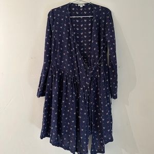 Steven Alan navy floral embroidered dress
